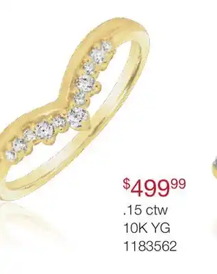 Charm Diamond 10K Yellow Gold Stackable 0.15CTW Chevron Band offer