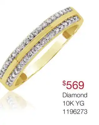 Charm Diamond 10K Yellow Gold 0.23CTW Diamond Double Row Stackable Ring offer