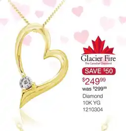 Charm Diamond Glacier Fire 10K Yellow Gold Canadian Diamond Heart Pendant offer