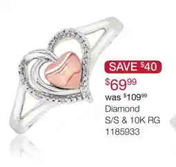 Charm Diamond Sterling Silver 10K Rose Gold Diamond Accent Heart Promise Ring offer