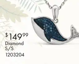 Charm Diamond Sterling Silver Blue & White Diamond Whale Pendant offer