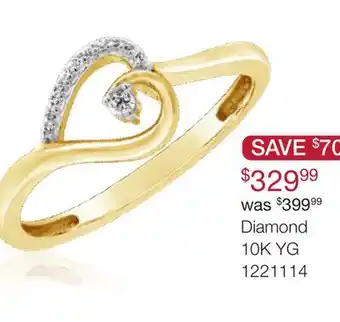 Charm Diamond Diamond Heart Promise Ring in 10K Yellow Gold offer