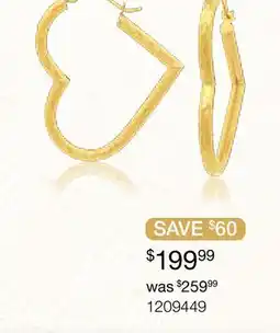 Charm Diamond 10K Yellow Gold Diamond Cut Heart Hoop Earrings offer