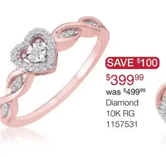 Charm Diamond 10K Rose Gold Diamond Heart Ring offer