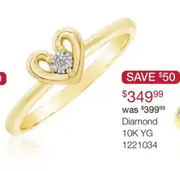 Charm Diamond Glacier Fire Canadian Diamond Heart Shaped Promise Ring in 10K Yellow Gold offer