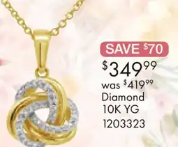 Charm Diamond 10K Yellow Gold Diamond Love Knot Pendant offer