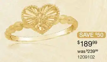 Charm Diamond 10K Yellow Gold Heart Ring offer