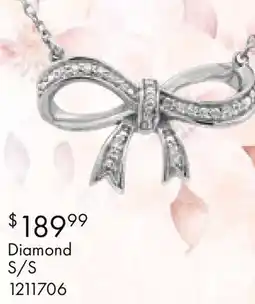 Charm Diamond Sterling Silver Diamond Bow Necklace offer