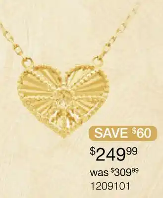 Charm Diamond 10K Yellow Gold Heart 18 Necklace offer