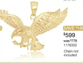 Charm Diamond 10K Yellow Gold Eagle Pendant offer