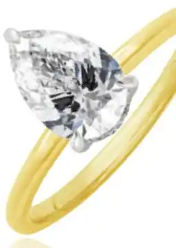 Charm Diamond Chemistry 14K Yellow Gold Lab Grown 1.58CTW Pear Cut Diamond Ring offer