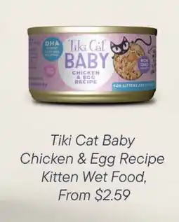 Petvalu Tiki Cat Baby Chicken & Egg Recipe Kitten Wet Food offer