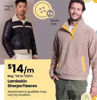 Fabricland Lambskin Sherpa Fleeces offer