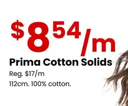 Fabricland Prima Cotton Solids offer