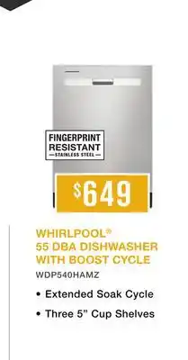 TA Appliances & Barbecues WHIRLPOOL 55 DBA DISHWASHER WITH BOOST CYCLE offer