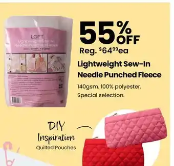 Fabricland Lightweight Sew-In Needle Punched Fleece offer