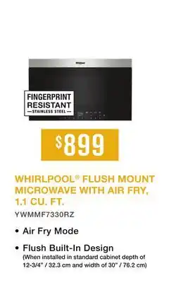 TA Appliances & Barbecues WHIRLPOOL FLUSH MOUNT MICROWAVE WITH AIR FRY, 1.1 CU. FT offer