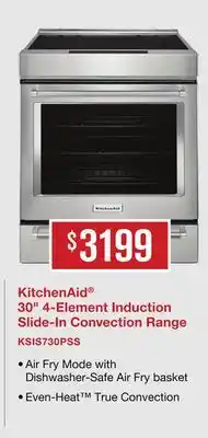 TA Appliances & Barbecues KitchenAid 30 4-Element Induction Slide-In Convection Range offer