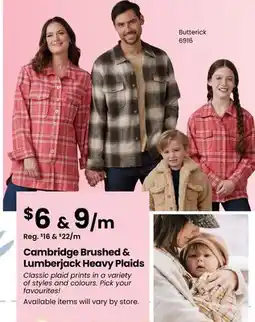 Fabricland Cambridge Brushed & Lumberjack Heavy Plaids offer