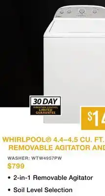 TA Appliances & Barbecues $14 WHIRLPOOL 4.4–4.5 CU. FT. I.E.C TOP LOAD WASHER offer