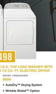 TA Appliances & Barbecues 7.0 CU. FT. ELECTRIC DRYER offer