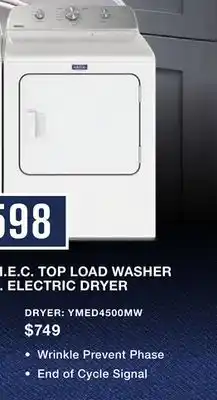 TA Appliances & Barbecues 7.0 CU. FT. ELECTRIC DRYER offer