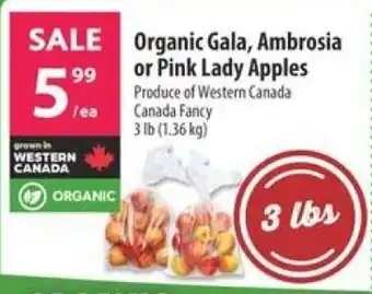 Co-op Organic Gala, Ambrosia or Pink Lady Apples offer