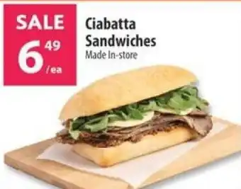 Co-op Ciabatta Sandwiches offer