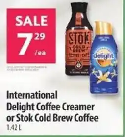 Co-op International Delight Coffee Creamer or Stok Cold Brew Coffee offer