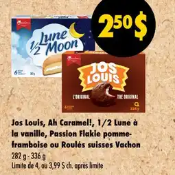 Wholesale Club Jos Louis, Ah Caramel, 1/2 Lune a la vanille, passion flakie pomme-framboise ou roules suisses offer