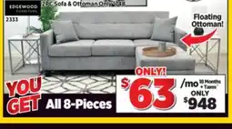 Surplus Furniture 8PC Package: Lagoon Ash 2Pc Sofa & Ottoman offer