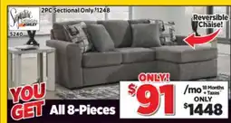 Surplus Furniture 8PC Package: Gardiner Pewter 2Pc Sectional offer