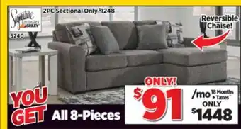 Surplus Furniture 8PC Package: Gardiner Pewter 2Pc Sectional offer