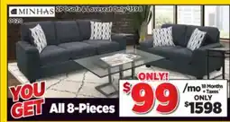 Surplus Furniture 8PC Package: Cameron Smoke Sofa & Loveseat offer