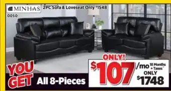 Surplus Furniture 8PC Package: Felix Black Sofa & Loveseat offer