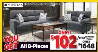 Surplus Furniture 8PC Package: Galt Granite Sofa & Loveseat offer