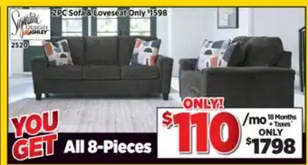 Surplus Furniture 8PC Package: Erinslane Dusk Sofa & Loveseat offer