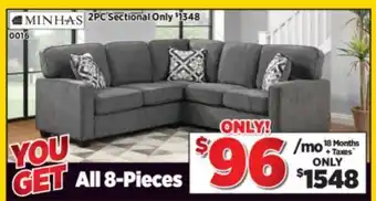 Surplus Furniture 8PC Package: Grey 2Pc Sectional offer