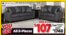 Surplus Furniture 8PC Package: Grey Leather-Look Sofa & Loveseat offer