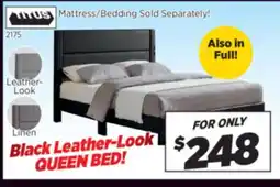 Surplus Furniture Black Leather-Look Queen Bed offer