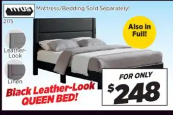 Surplus Furniture Black Leather-Look Queen Bed offer