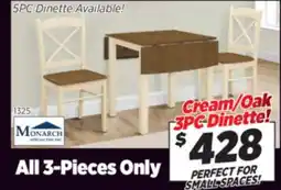 Surplus Furniture Cream & Oak 3Pc Dinette Set offer