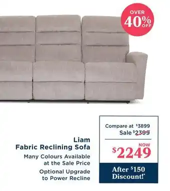 La Z Boy Liam Fabric Reclining Sofa offer