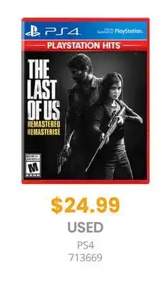 GameStop The Last of Us Remastered by Sony Computer Entertainment PS4 offer