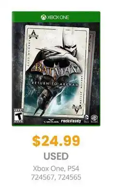 GameStop Xbox One, PS4 Batman Return to Arkham offer