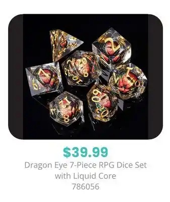 GameStop Biogenik Dragon Eye 7-Piece RPG Dice Set with Liquid Core offer