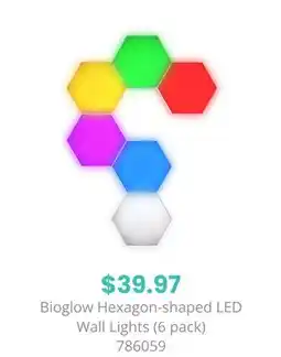 GameStop Biogenik Bioglow Hexagon-shaped LED Wall Lights (6 pack) offer