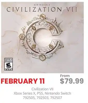 GameStop Civilization VII Xbox Series X, PS5, Nintendo Switch offer