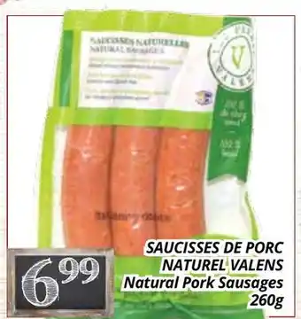 Supermarché PA SAUCISSES DE PORC NATUREL VALENS | Natural Pork Sausages offer