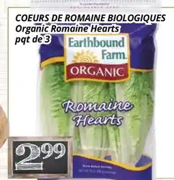 Supermarché PA COEURS DE ROMAINE BIOLOGIQUES |Organic Romaine Hearts offer